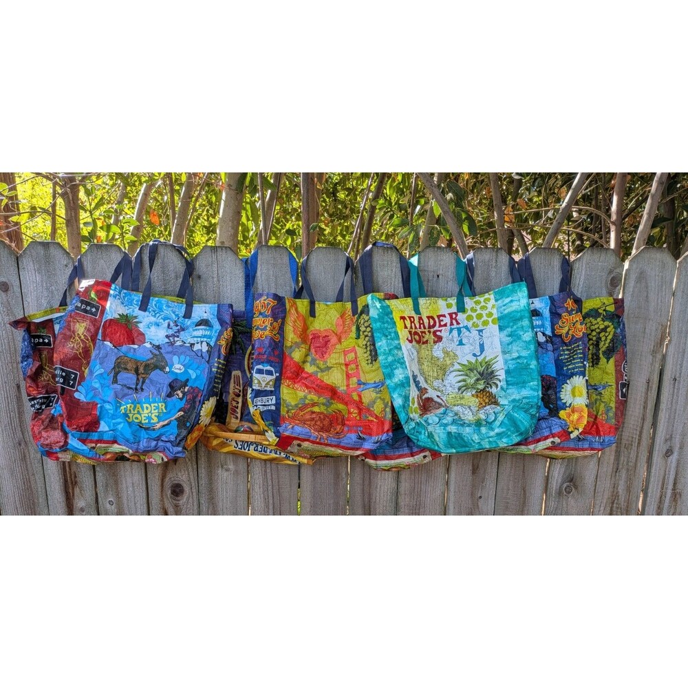 Lot of 8 Trader Joes Reusable Shopping Bag California